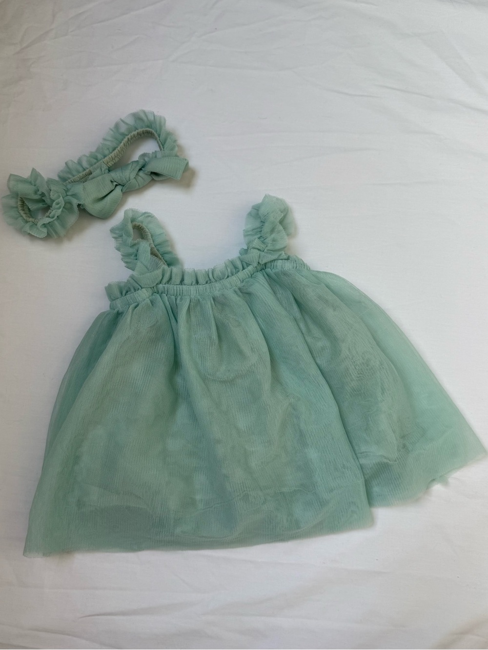 Old Navy Mint Green Tulle Baby Dress with Ruffled Skirt